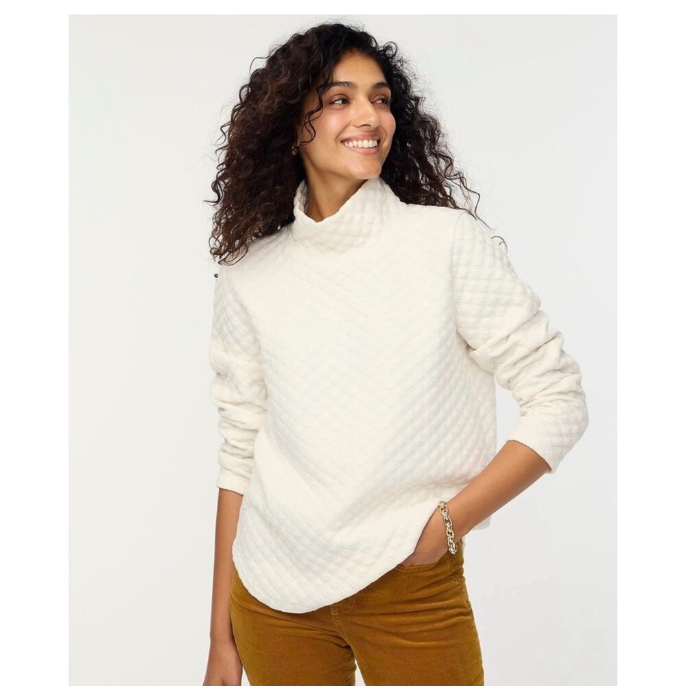 J. Crew Plus Quilted Mockneck‎ Pullover creamy white Size 3X